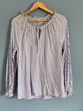 Alexander Jordan Blue Stripe Peasant Blouse - Long Sleeve